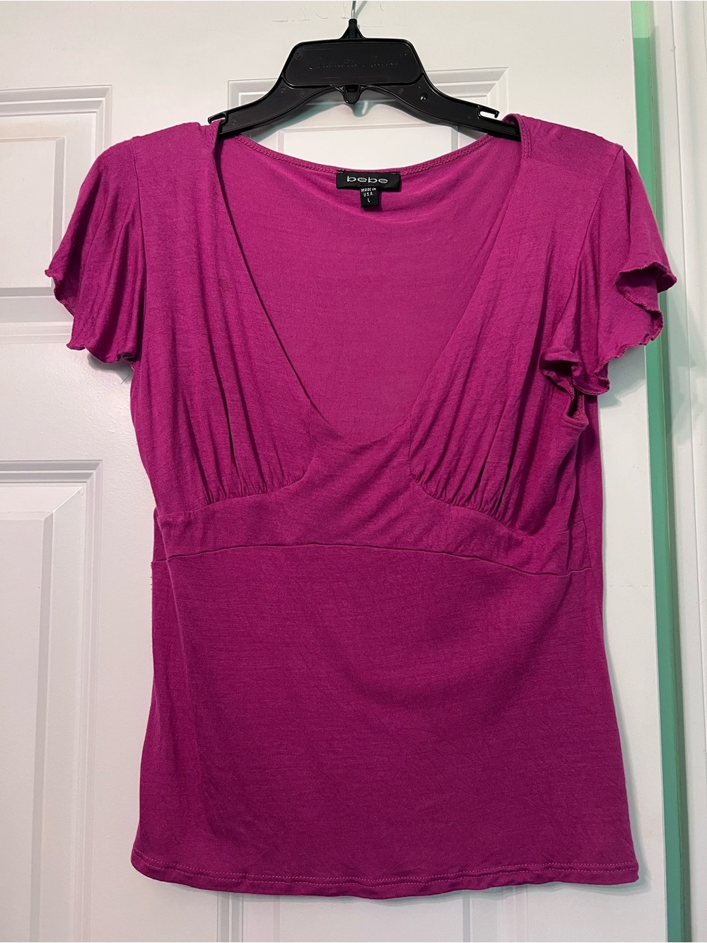 bebe Magenta V-Neck Empire Waist Camisole Top
